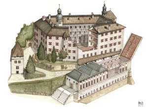 Renæssancearkitektur: Rekonstruktion af slottet i Ambras af Giorgio Albertini
