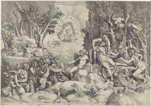 Cephalus en de Bosgoden beweenen de dood van Procris Procrinus af kongen af ​​Athen / Datter og hustru af Cephalos, af samme mand ubevidst (titel på objekt)