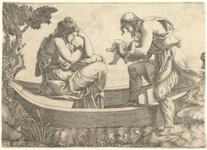 Danae og spædbarnet Perseus kastet ud i havet af Acrisius, 1543.