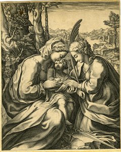 Giorgio Ghisi - Den hellige Katarinas bryllup, 1850,0413.130 af Giorgio Ghisi