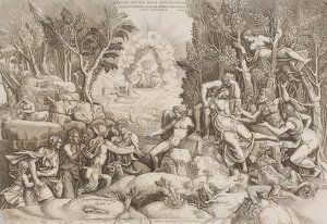 Cephalus sørger over Prokris (efter en tegning af Giulio Romano, se billede nummer 27883)