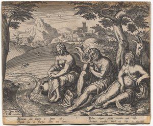 Lignelsen om såmanden og frøet: frøet, der falder ved vejen (efter Gerard Van Groeningen, aktiv Antwerpen 1563-1573) af Giorgio Ghisi