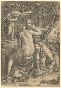 Venus og Adonis, ca. 1570. af Giorgio Ghisi