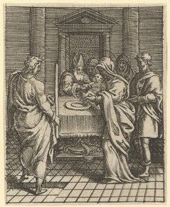 Virgin of Sorrows: The Presentation in the Temple, en af ni omgivende rum..., i 1575. af Giorgio Ghisi