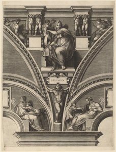 Den delfiske sibylle af Giorgio Ghisi after Michelangelo