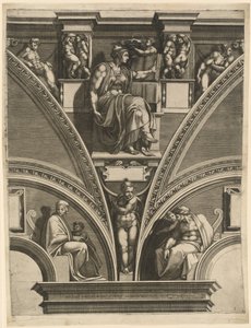 Den eritreiske sibylle af Giorgio Ghisi after Michelangelo