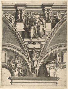 Profeten Ezekiel af Giorgio Ghisi after Michelangelo