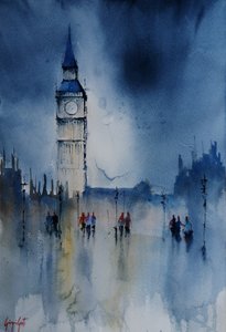 Refleksioner i regnen ved Big Ben