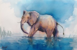 Den majestætiske elefant vader af Giorgio Gosti