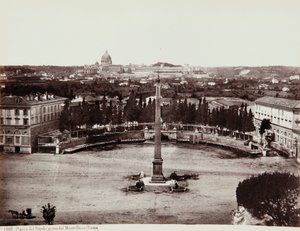 Udsigt over Piazza del Popolo fra Pincio (eller Pinciano Hill), Rom af Giorgio Sommer