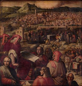 Arnolfo di Cambio viser planen om at udvide Firenze, 1563-1565 af Giorgio Vasari