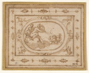 Aurora og Tithonius, studere til en scenedekoration til en opførelse af Aretino af Giorgio Vasari