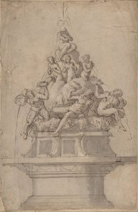 Design til en fontæne med flodguder og nymfer., 1511-74. af Giorgio Vasari