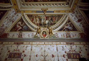 Detalje af Lorenzo il Magnificos værelse, der repræsenterer slaget ved Sarzana (fresco af Giorgio Vasari