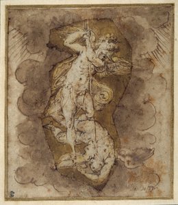 Tegning til englene i Sankt Michaels hvælving, ca. 1511-74 (pen, blæk og lakering) af Giorgio Vasari