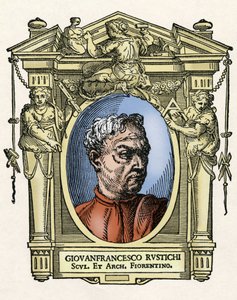Portræt af Giovan Francesco RUSTICI (1474 - 1554) italiensk billedhugger og arkitekt. Gravering af godbidden "" Livet af de mest fremragende malere, billedhuggere og arkitekter "" (Le Vite de