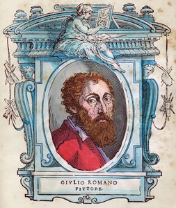 Portræt af Jules Romain (Giulio di Pietro di Filippo af Gianuzzi, kaldet Giulio Pippi, derefter Giulio Romano) (1499-1546) Xylografi fra "" Lives "af Giorgio Vasari 1568 af Giorgio Vasari