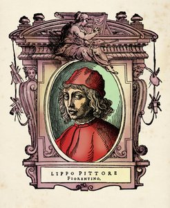 Portræt af Lippo di Benivieni (13.-14. århundrede) Indgravering fra "The Lives" af Giorgio Vasari (1511-1574) 1568 af Giorgio Vasari