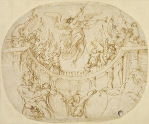 Studie til Allegori over to kvarterer i Firenze af Giorgio Vasari