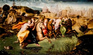 At krydse Tiberen (maleri) af Giorgio di (1500 1559) Giovanni