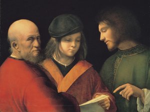 Menneskets tre aldre læser en sang, ca. 1501