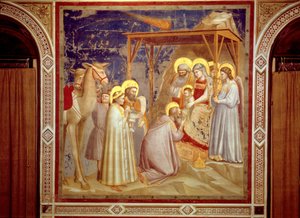 Tilbedelse af Magi, Scrovegnis kapel, Padua, ca. 1305 (fresco) af Giotto (c.1266 1337)