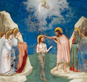 Kristi dåb, detalje fra Kristi liv og lidenskab, af Giotto af Giotto (c.1266 1337)