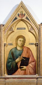 St John Evangelist, detalje fra Badia Polyptykon, ca. 1300, af Giotto (1267-1337), tempera på panel, 91x334 cm af Giotto (c.1266 1337)