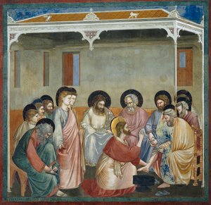Fodvask, detaljer fra Life and Passion of Christ, af Giotto af Giotto (c.1266 1337)