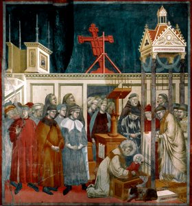 Historien om Saint Francois af Assisi: "Miraklet i vuggestuen i Greccio" Saint Francois skabte den første vuggestue i Greccio nær Rieti i 1223. Fresco af Giotto di Bondone (1267-1337). 1296-1299 søn. 270x230 cm øvre basilika af Sankt Frans af Assisi,