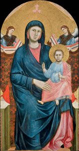 Madonna og barn troner med to engle af Giotto di Bondone (1266-1377). Tempera på panel, ca. 1288, Stiftsmuseet Santo Stefano i Firenze af Giotto (c.1266 1337)