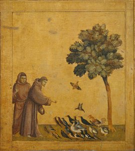 Saint Francois prechant aux oiseaux - Den hellige Frans prædiker for fuglene ... af Giotto di Bondone (style of)