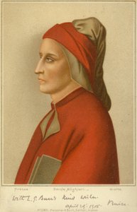 Dante Alighieri (c1265-1321), italiensk digter (chromolitho) af Giotto di Bondone