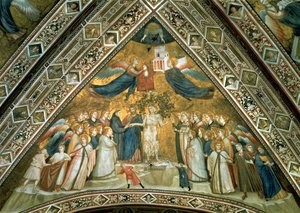 Franciskus mystiske ægteskab med hellig fattigdom af Giotto di Bondone school of Giotto di Bondone school of