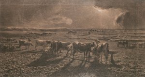 Aften (Græsning, Alla stanga) af Giovanni Segantini
