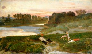 Aftentid på gården, Giovanni, kendt som Nino Costa (1826-1903).