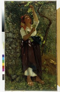 The Pruning of Vines-maleri af Giovanni Costa (1833-1902) Obligatorisk omtale: Collection Fondation Regards de Provence, Marseille