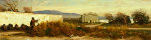 Tyrkere nær et tempel, af Giovanni, kendt som Nino Costa (1826-1903). af Giovanni Costa