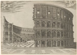 Udsnit og højde af Colosseum i Rom, 1581.