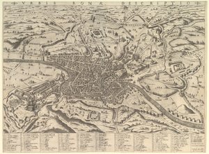 Mirror of Roman Magnificence: Udsigt over det moderne Rom fra Vesten, 1590.
