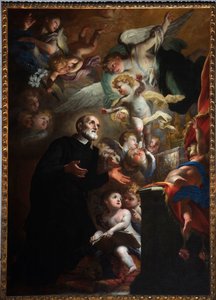 Barnets tilsynekomst til San Filippo Neri. 1687 (olie på lærred)