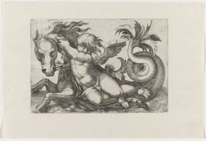 Putto rider på søhest