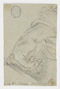 Tegning, studie: En venstre hånd i lænet stilling, ca. 1650 af Giovanni Andrea Sirani
