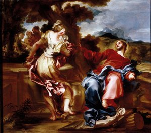 Kristus og samaritaner. Maleri af Giovanni Andrea de 