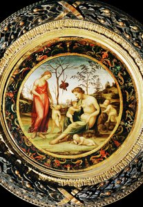 Venus terrestre med Eros og Venus celeste med Anteros og to amoriner ... af Giovanni Antonio Bazzi Sodoma