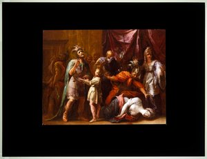 Lucretias død (lærred) af Giovanni Antonio Burrini or Burino