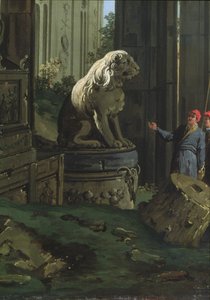 Detalje af "Capriccio med motiver fra Padova", ca. 1756 af Giovanni Antonio Canal
