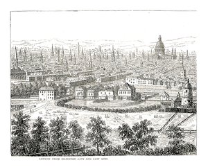 London fra Islington City og East End. Fra en udsigt af Canaletti, udgivet 1753 af Giovanni Antonio Canal
