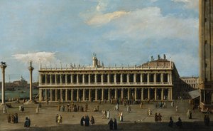 Biblioteket og Piazzettaen, Venedig, fra Dogepaladset, af Giovanni Antonio Canal