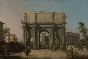 Udsigt over Konstantinbuen med Colosseum, 1742-5 af Giovanni Antonio Canal